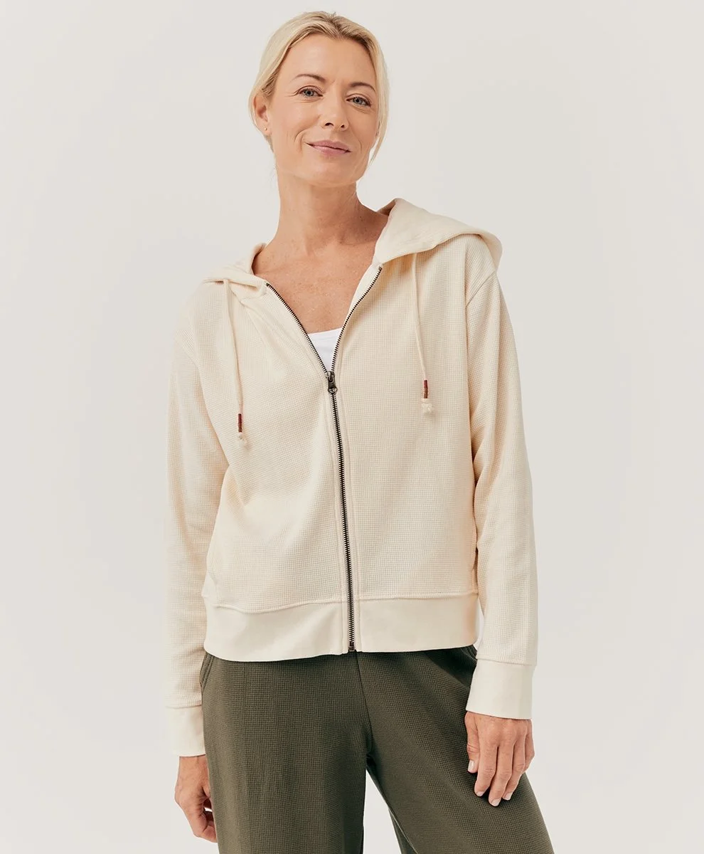 Pact Thermal Waffle Buttercream Zip Hoodie O O L O O P